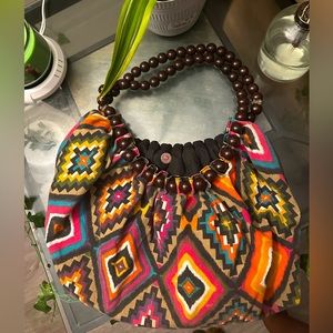 Colorful hobo bag with bead straps